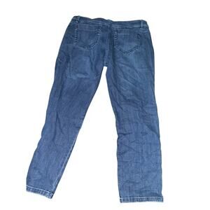 J.Jill Authentic Fit Slim Leg Jeans Size 14 | Dark Wash with Black Side Trim